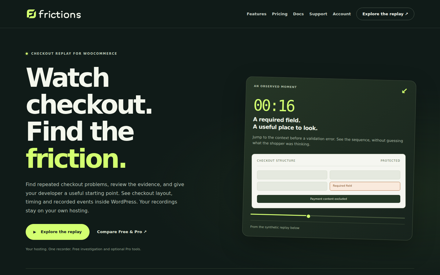 Frictions official homepage, captured 6 October 2026.