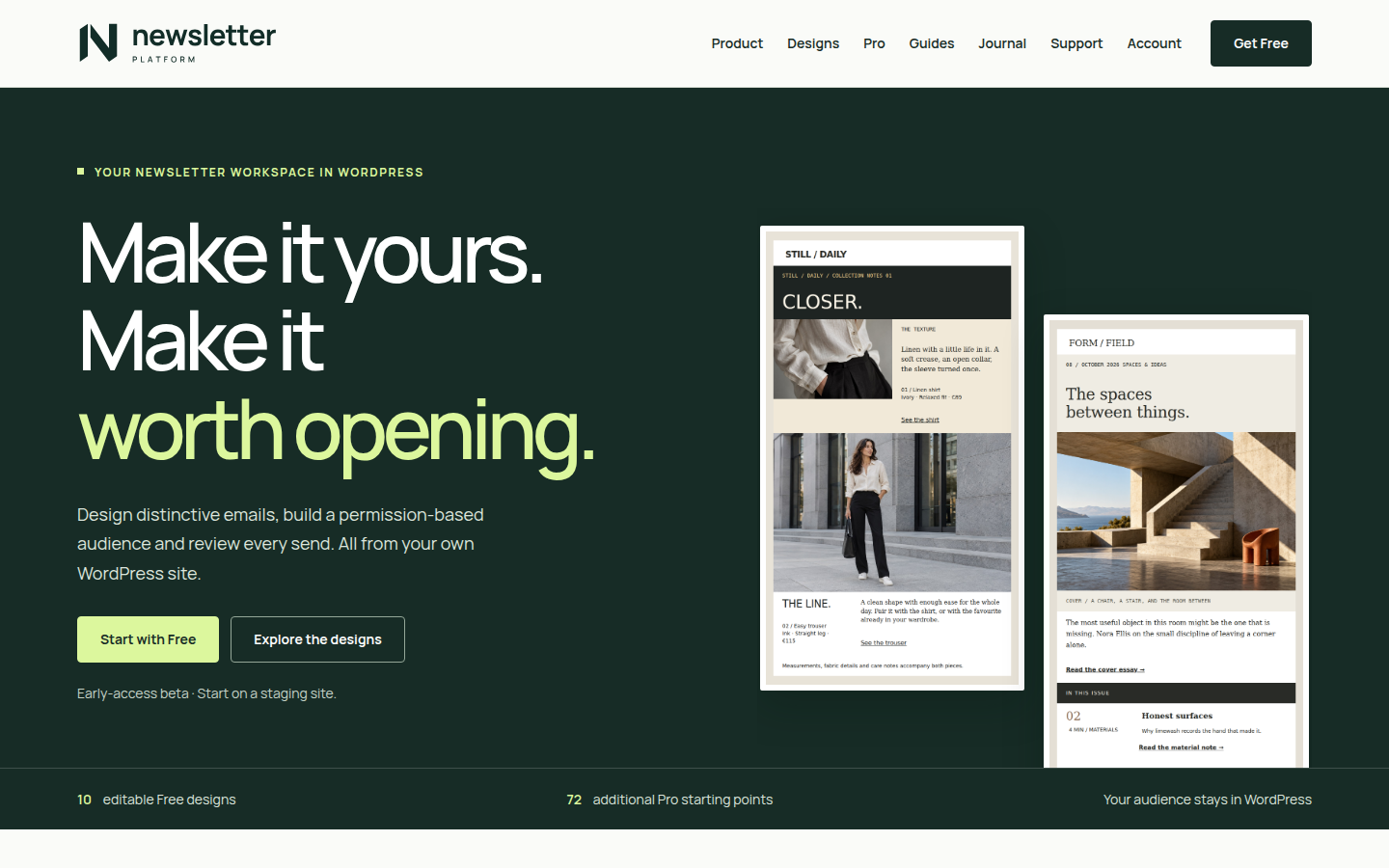 Newsletter Platform official homepage, captured 6 October 2026.