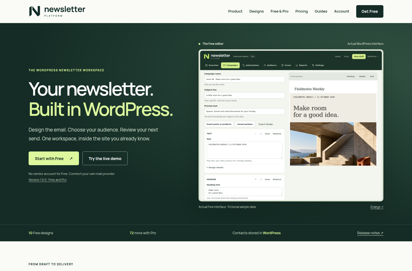 Newsletter Platform official homepage, captured 28 October 2026.