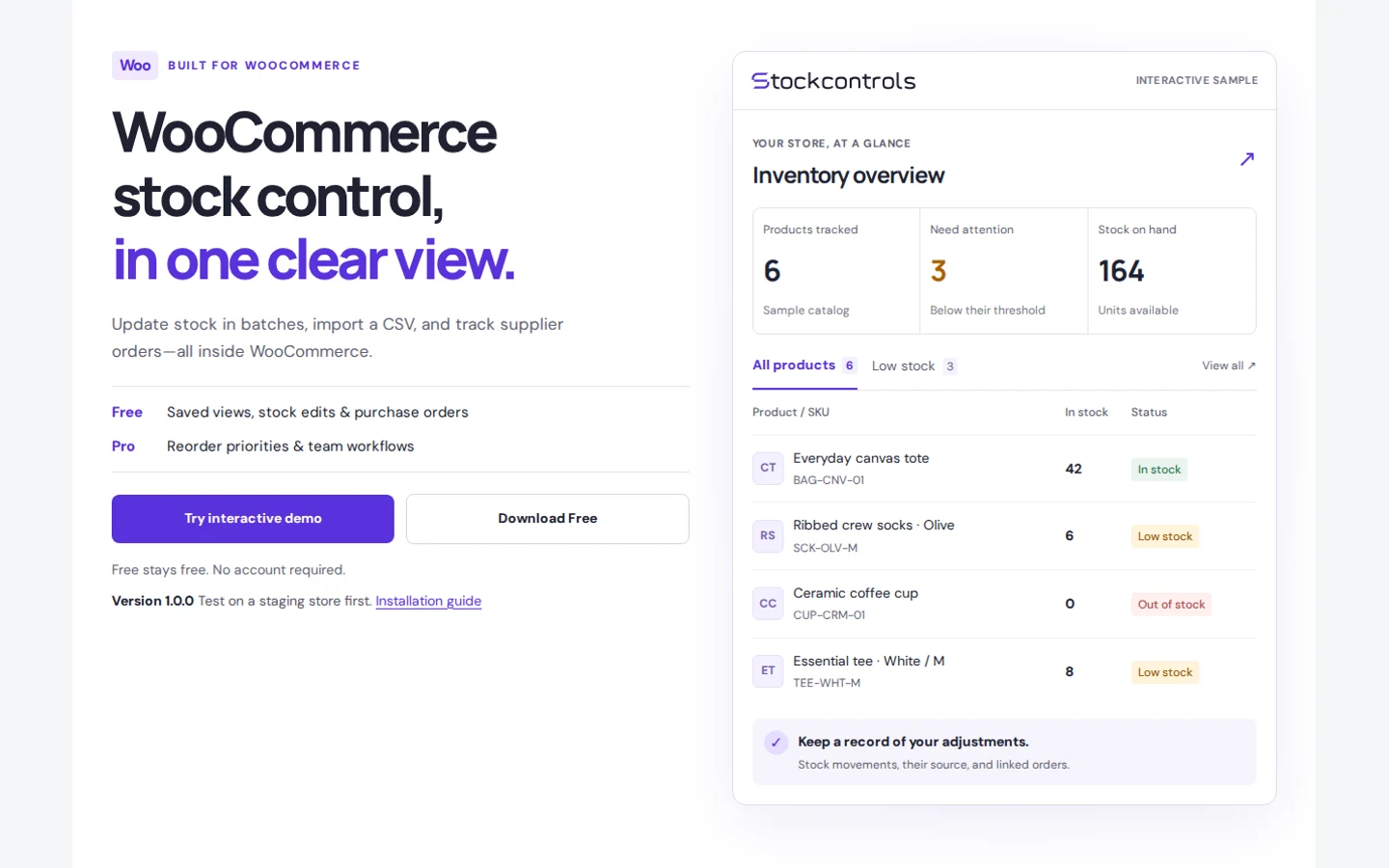 StockControls public website headline and product preview, captured 28 September 2026.