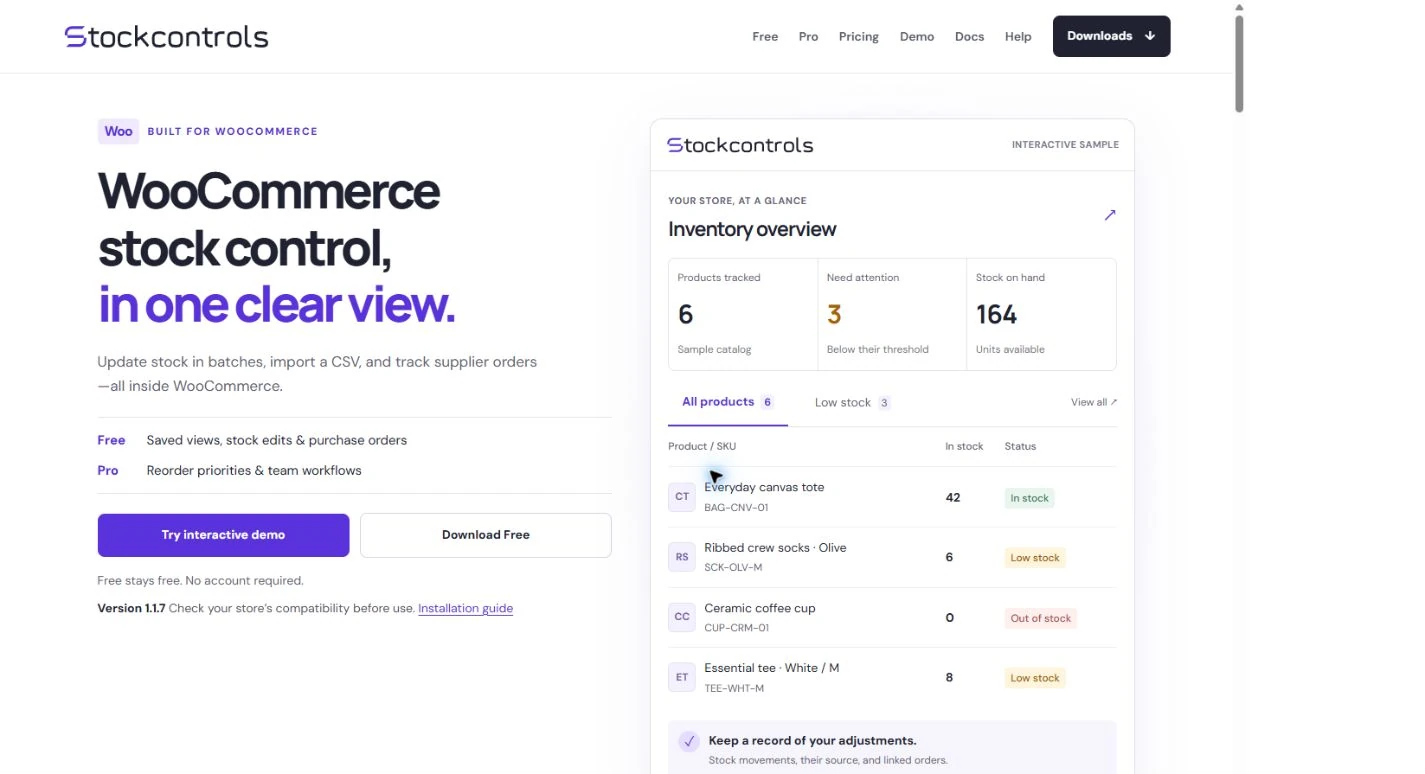 StockControls official homepage, captured 7 October 2026.
